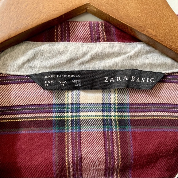 Zara Basics Plaid Button Down Shirt - Picture 5 of 6